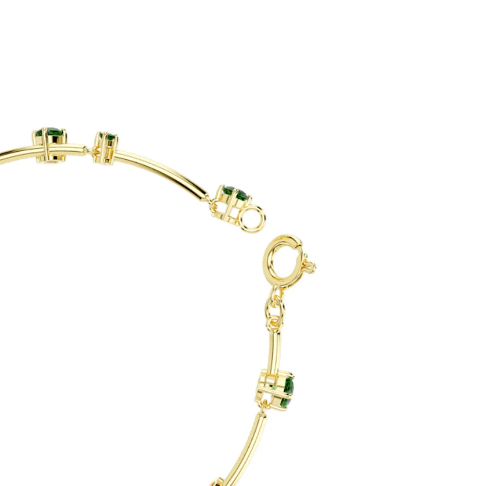 Swarovski Constella Bangle Mixed round cuts, Green, Gold-tone plated