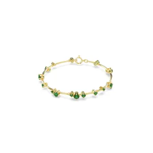 Swarovski Constella Bangle Mixed round cuts, Green, Gold-tone plated