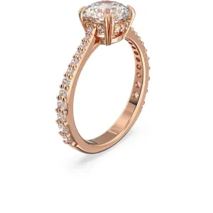 Swarovski Constella Cocktail Ring Princess cut Pavé White Rose gold-tone plated  58