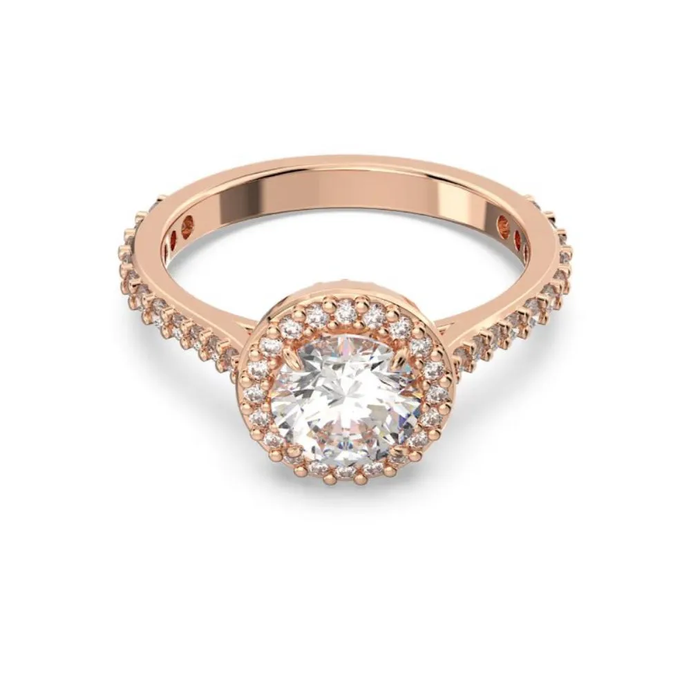 Swarovski Constella Cocktail Ring Round cut Pavé White Rose gold-tone plated  55