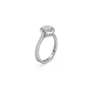 Swarovski Constella cocktail Ring Round cut, Pave, White, Rhodium plated, 52