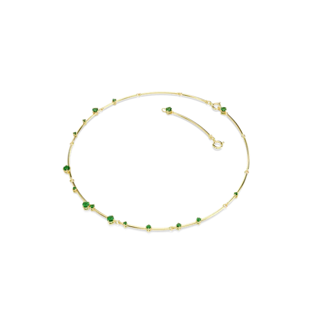 Swarovski Constella Necklace Mixed round cuts, Green, Gold-tone plated