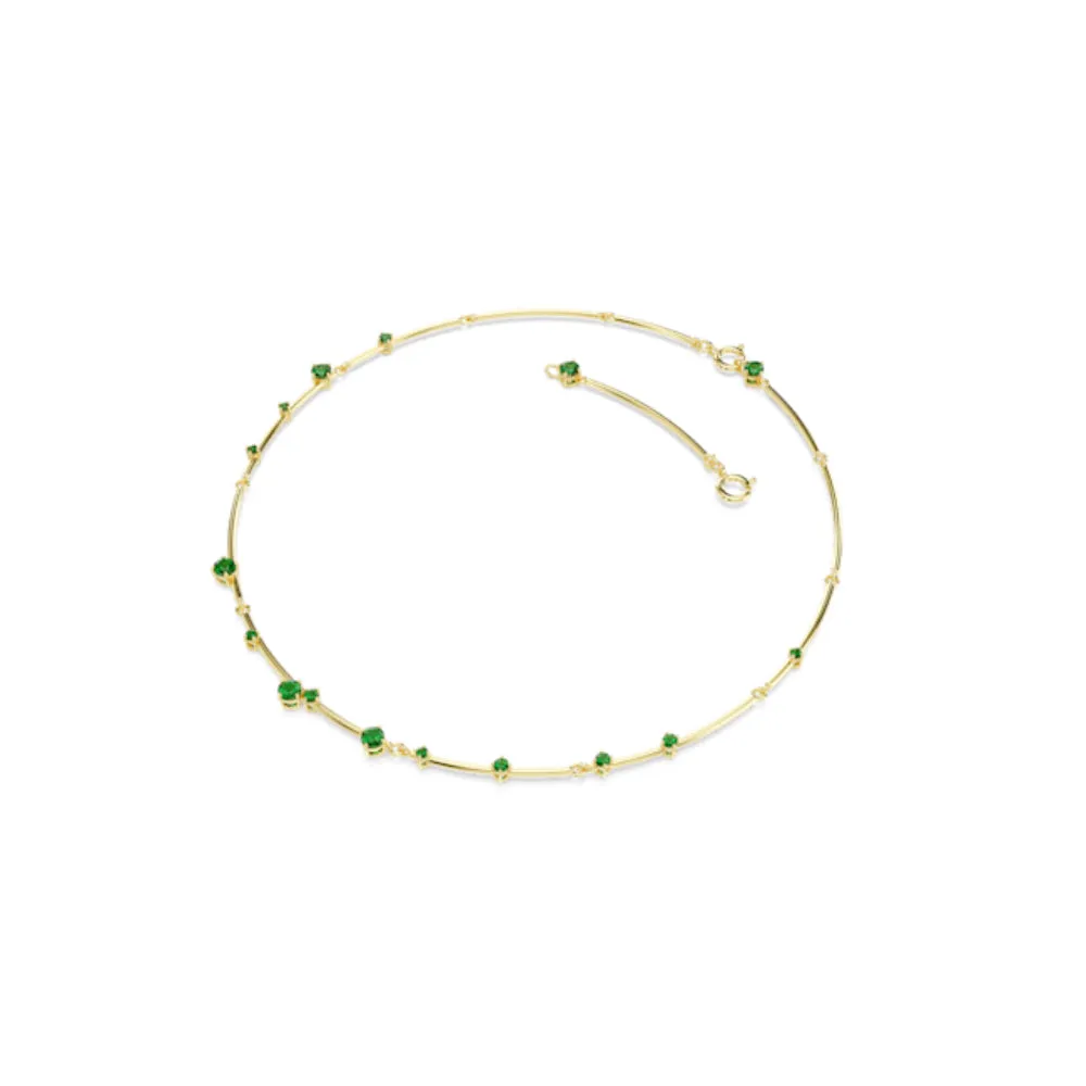 Swarovski Constella Necklace Mixed round cuts, Green, Gold-tone plated