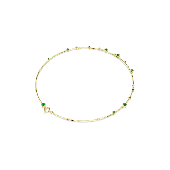 Swarovski Constella Necklace Mixed round cuts, Green, Gold-tone plated