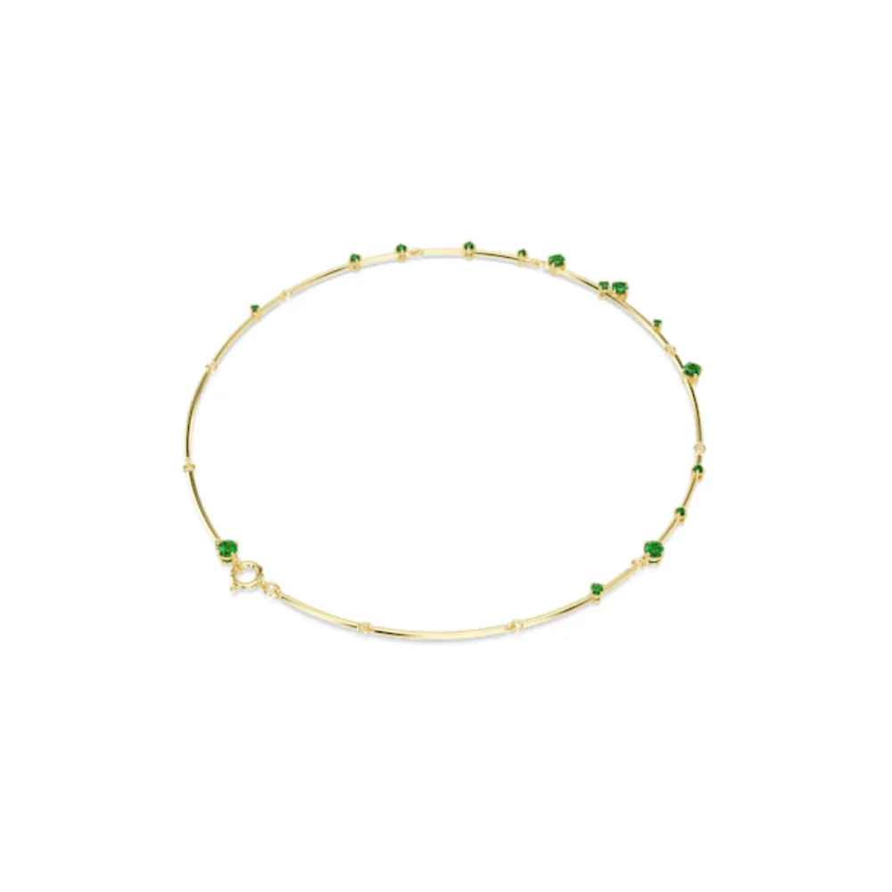 Swarovski Constella Necklace Mixed round cuts, Green, Gold-tone plated