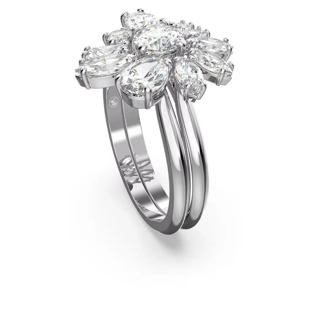 Swarovski Gema Cocktail Ring Flower White Rhodium plated  50