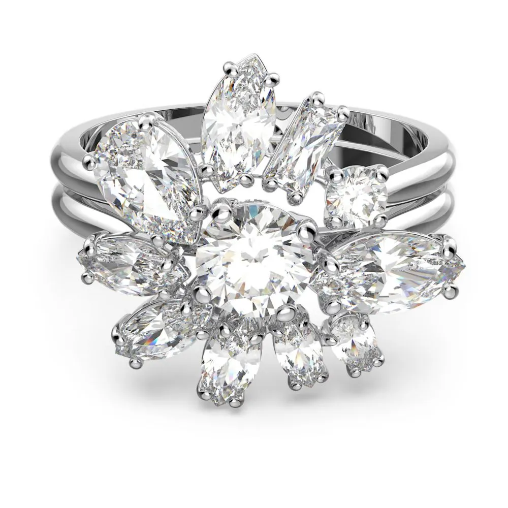 Swarovski Gema Cocktail Ring Flower White Rhodium plated  58