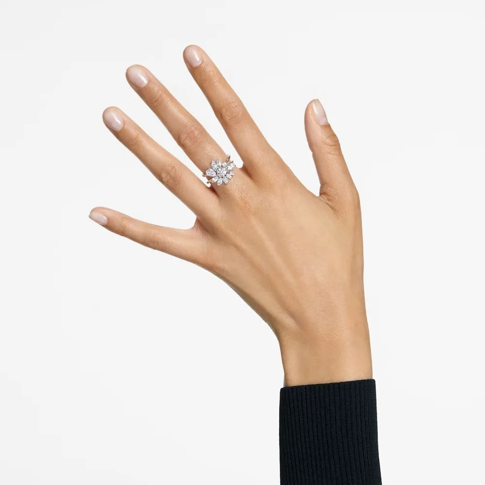 Swarovski Gema Cocktail Ring Flower White Rhodium plated  58