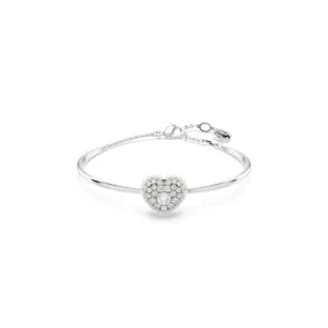 Swarovski Hyperbola Bangle Heart, White, Rhodium plated, Medium