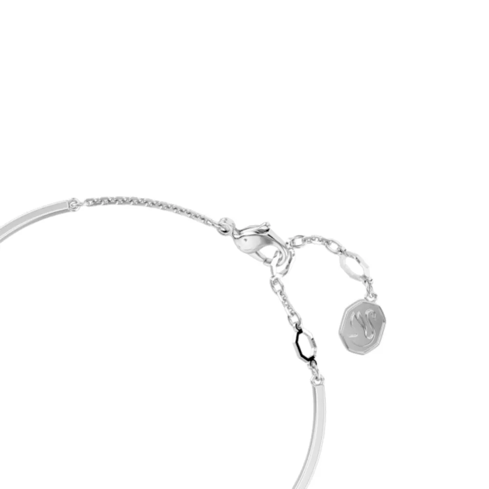 Swarovski Hyperbola Bangle Heart, White, Rhodium plated, Medium