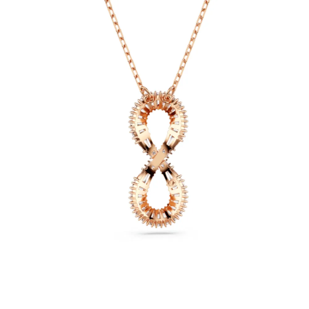 Swarovski Hyperbola Pendant Infinity Necklace, White, Rose gold-tone plated