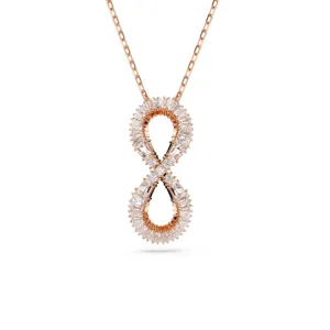 Swarovski Hyperbola Pendant Infinity Necklace, White, Rose gold-tone plated