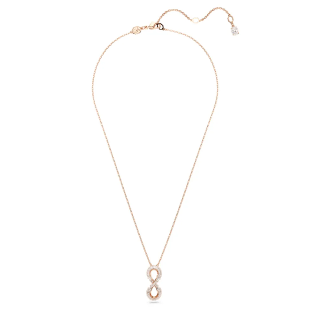Swarovski Hyperbola Pendant Infinity Necklace, White, Rose gold-tone plated