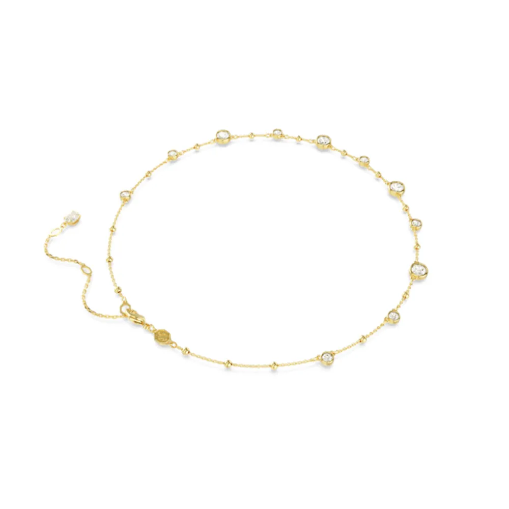 Swarovski Imber Necklace Round cut, Scattered design, White, Gold-tone plated