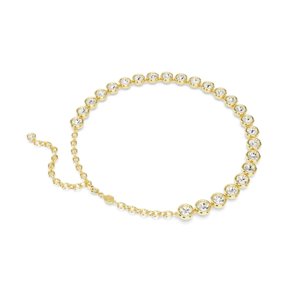 Swarovski Imber Necklace Round cut, White, Gold-tone plated