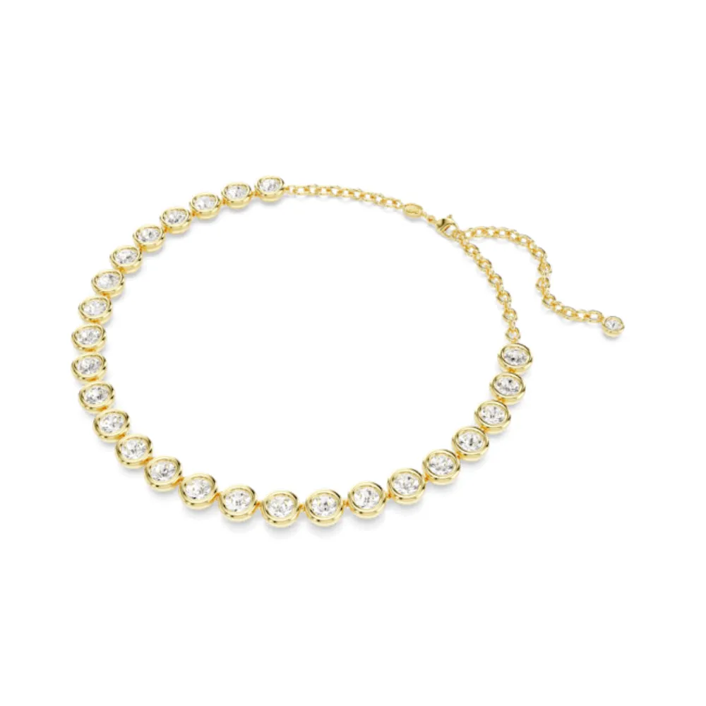 Swarovski Imber Necklace Round cut, White, Gold-tone plated