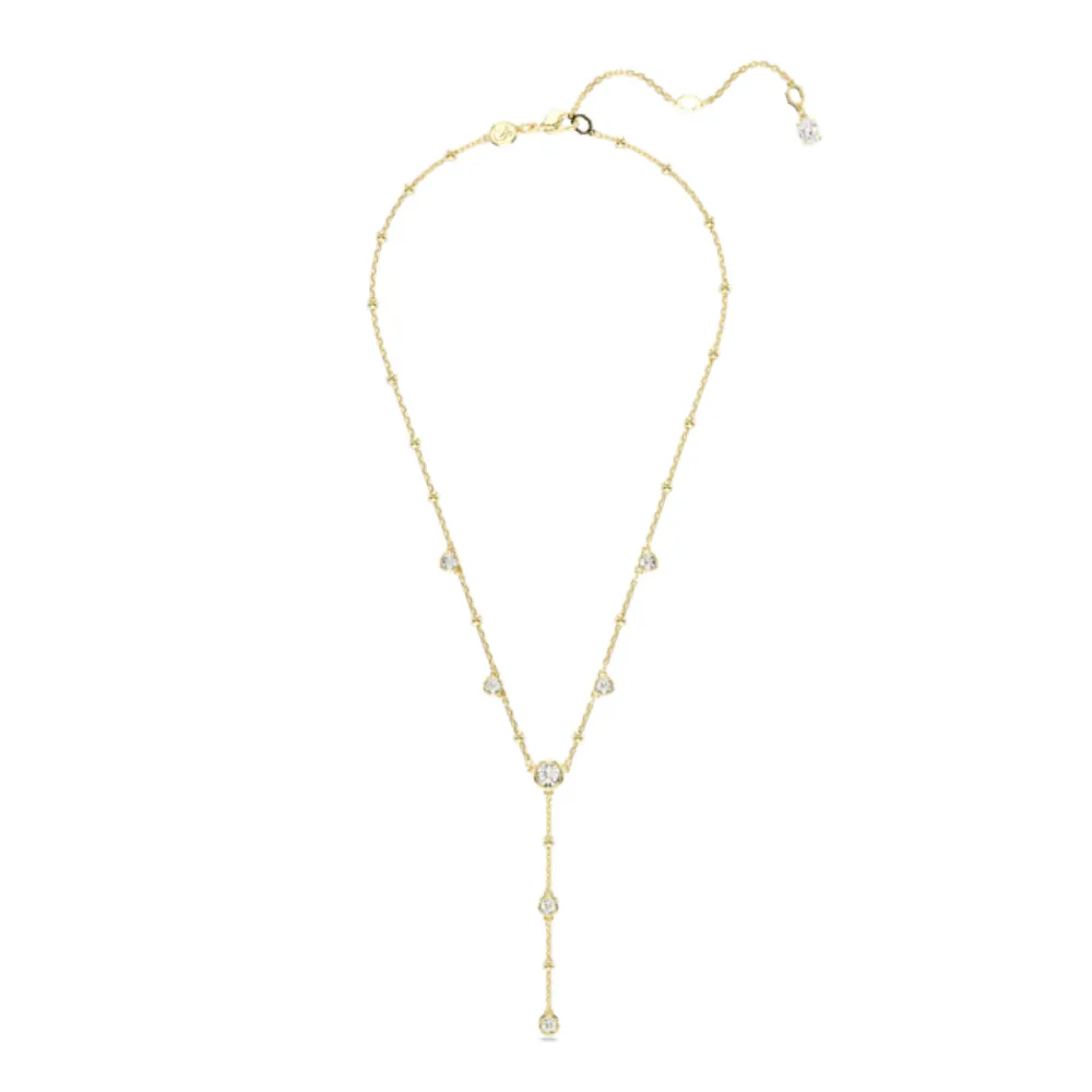 Swarovski Imber Y Necklace Round cut, Scattered design, White, Gold-tone plated