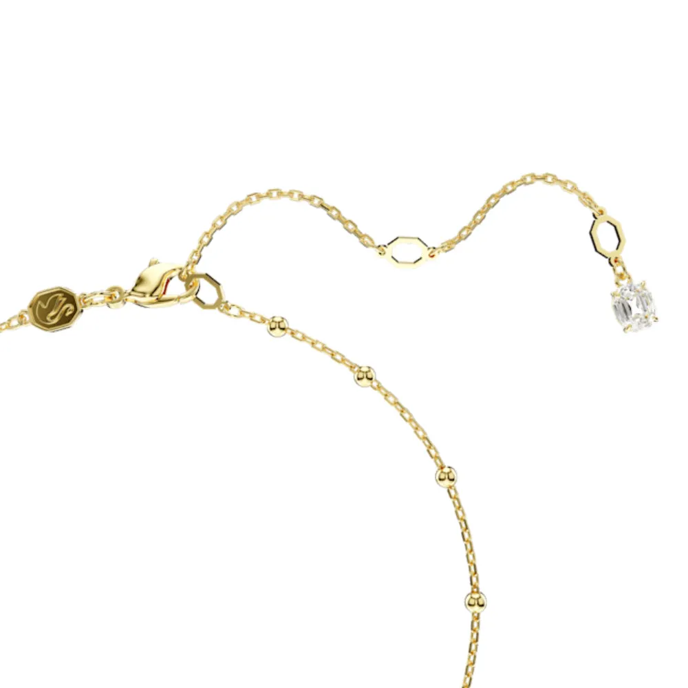Swarovski Imber Y Necklace Round cut, Scattered design, White, Gold-tone plated