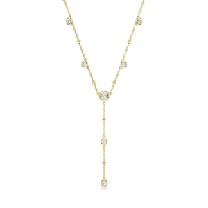 Swarovski Imber Y Necklace Round cut, Scattered design, White, Gold-tone plated