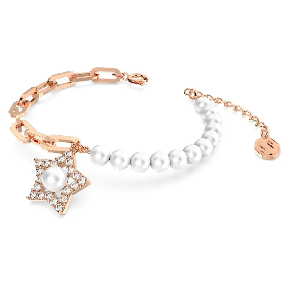 Swarovski Stella Bracelet Crystal pearls Star White Rose gold-tone plated  MEDIUM