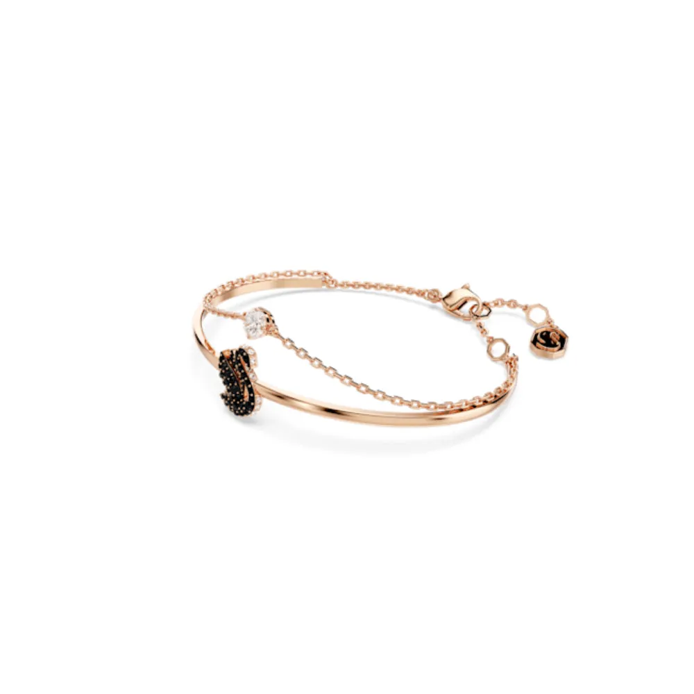 Swarovski Swarovski Swan Bangle Swan, Black, Rose gold-tone plated, Small