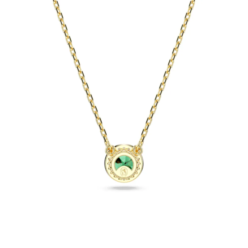 Swarovski Una pendant Necklace Round cut, Pave, Green, Gold-tone plated
