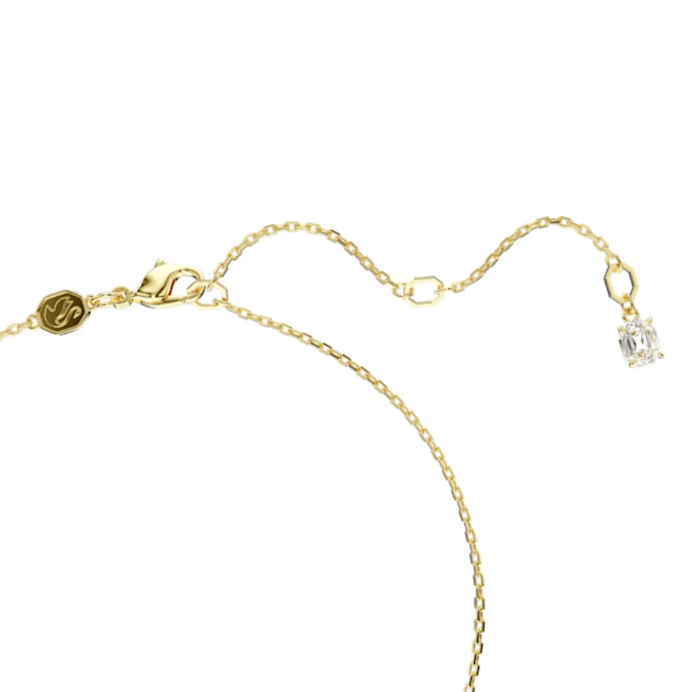 Swarovski Una pendant Necklace Round cut, Pave, Green, Gold-tone plated