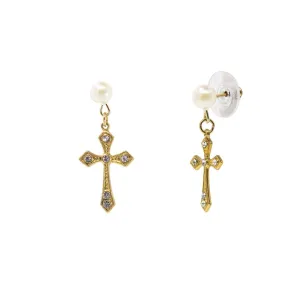 Symbols Of Faith Crystal Cross Stud Drop Earrings 1928 Jewelry