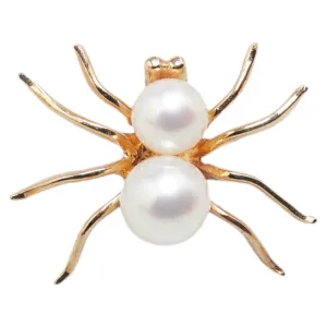 Tasaki K14YG Yellow Gold Spider Motif Tie Pin Brooch