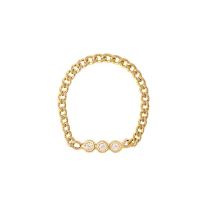 Three Chain Reactions 18K Gold Ring w. Diamonds