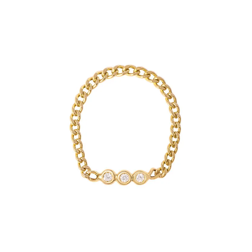 Three Chain Reactions 18K Gold Ring w. Diamonds