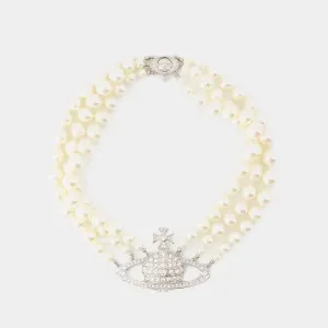Three Row Pearl Necklace - Vivienne Westwood - Brass - Silver