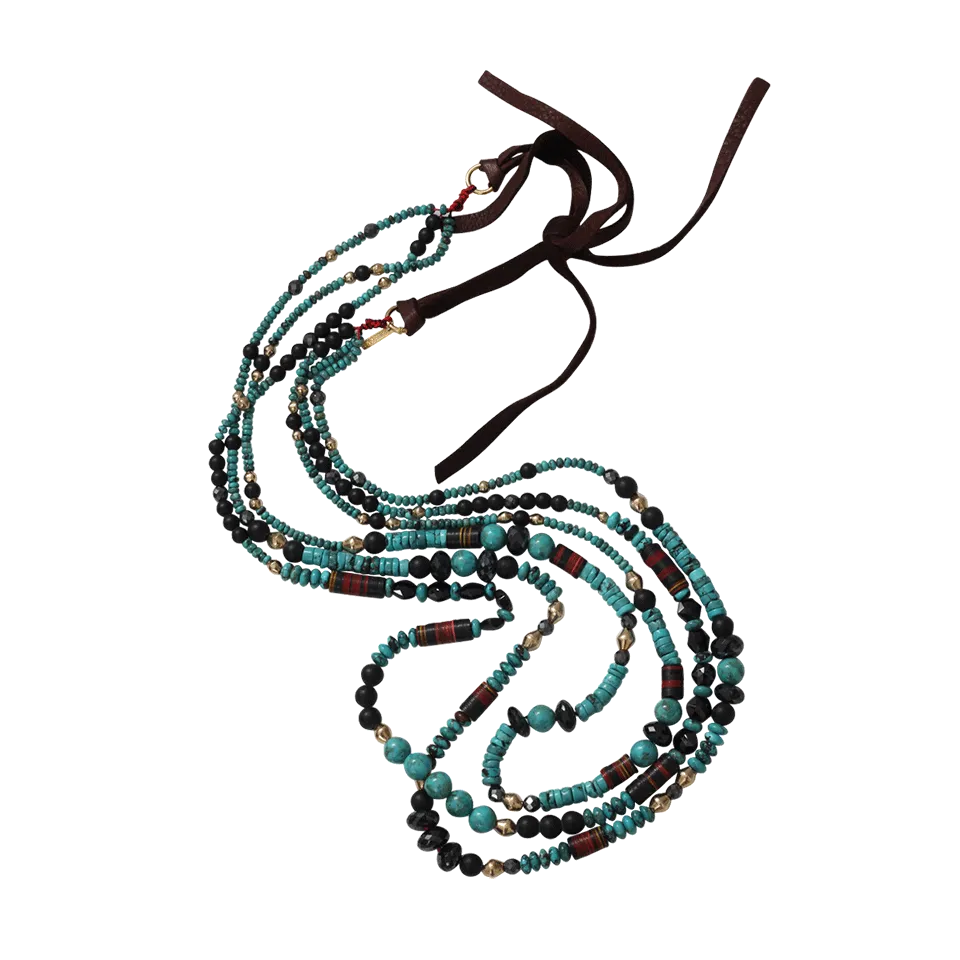 Three Strand Turquoise And Black Onyx Necklace