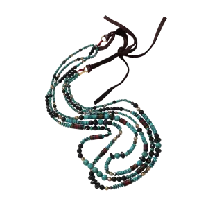 Three Strand Turquoise And Black Onyx Necklace
