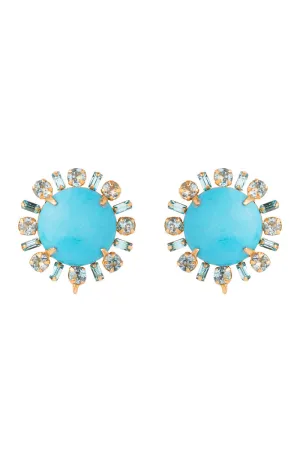 Topaz Turquoise Button Earrings