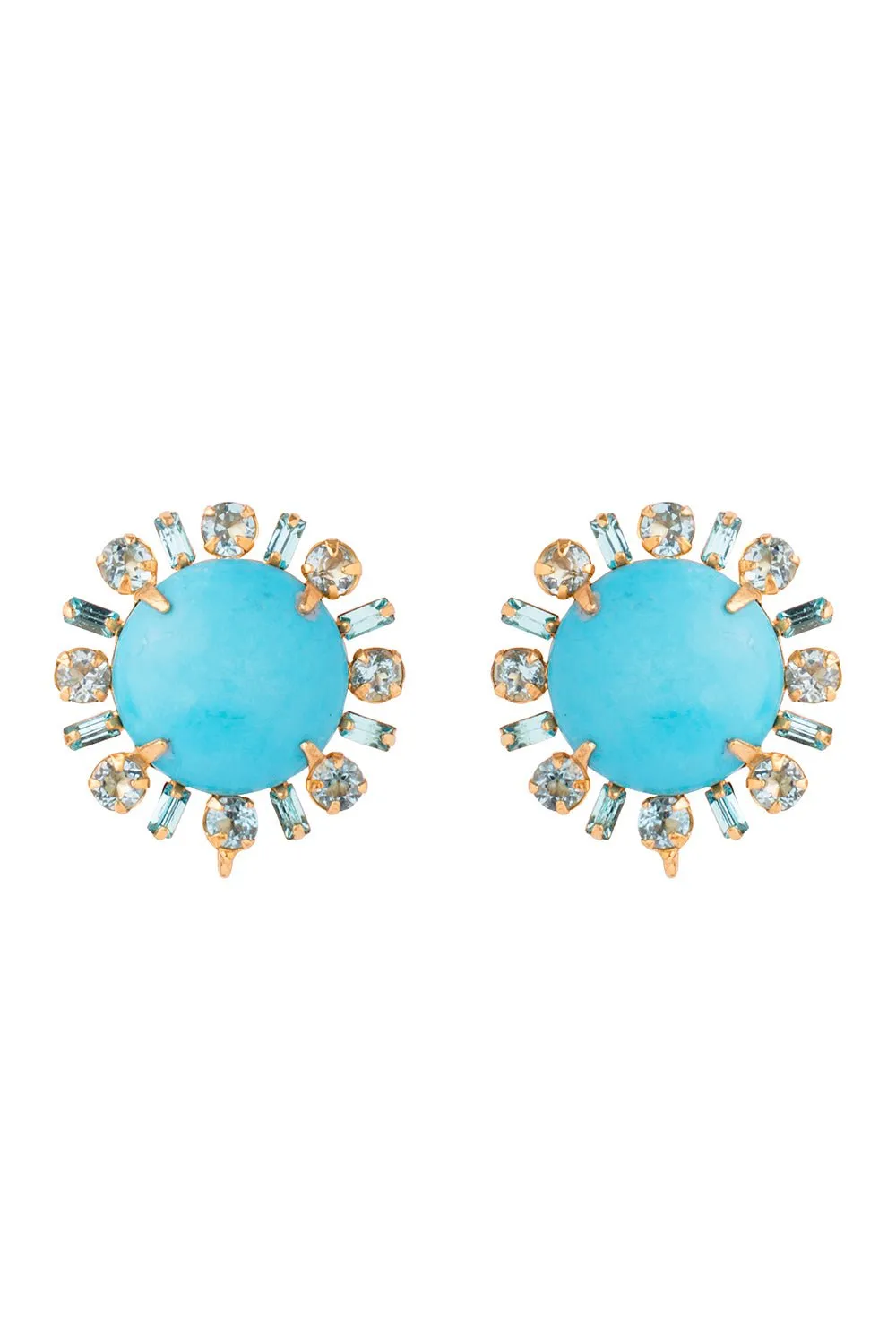 Topaz Turquoise Button Earrings