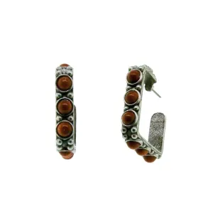 T.R.U. Pewter Genuine Sandstone Square Earrings 1928 Jewelry