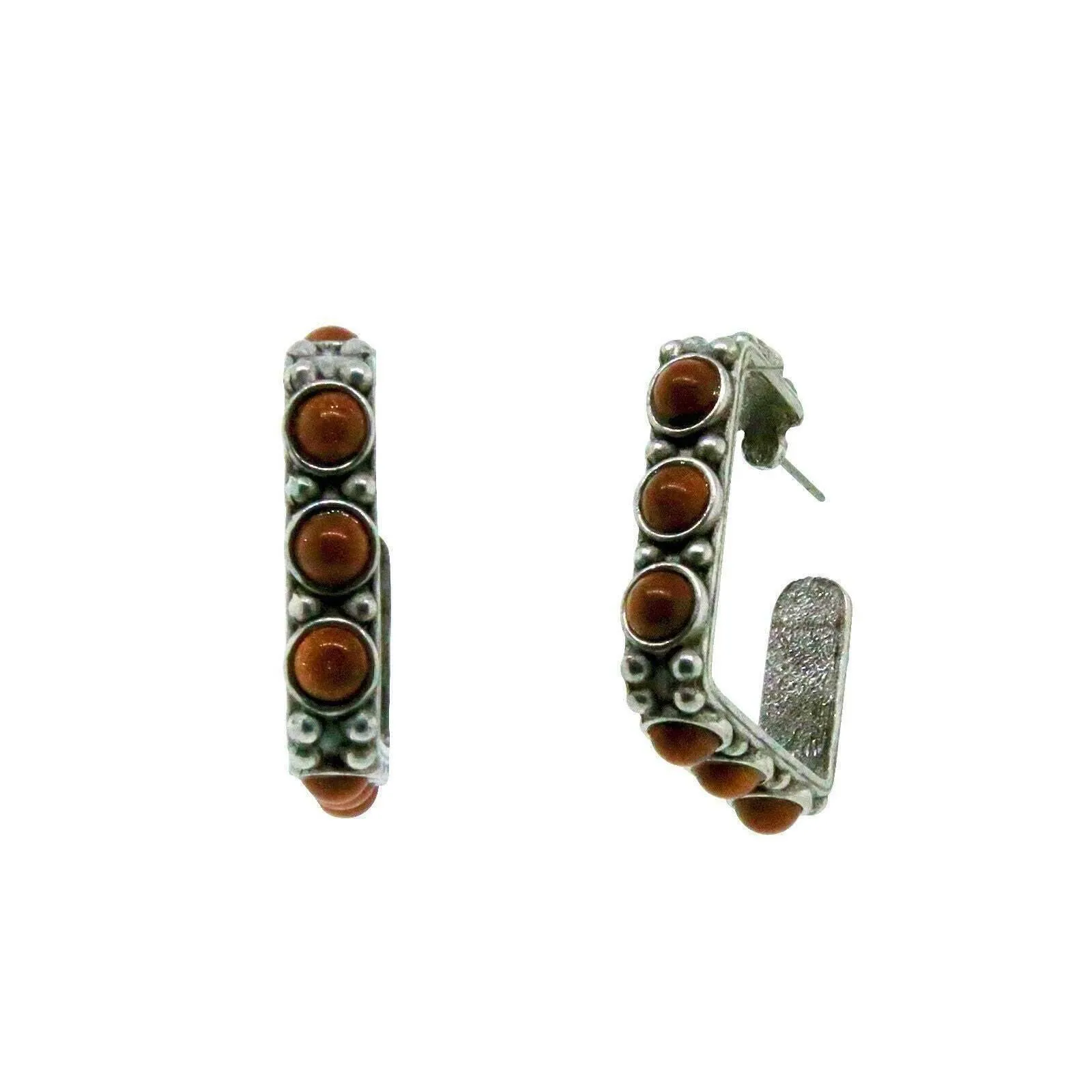 T.R.U. Pewter Genuine Sandstone Square Earrings 1928 Jewelry