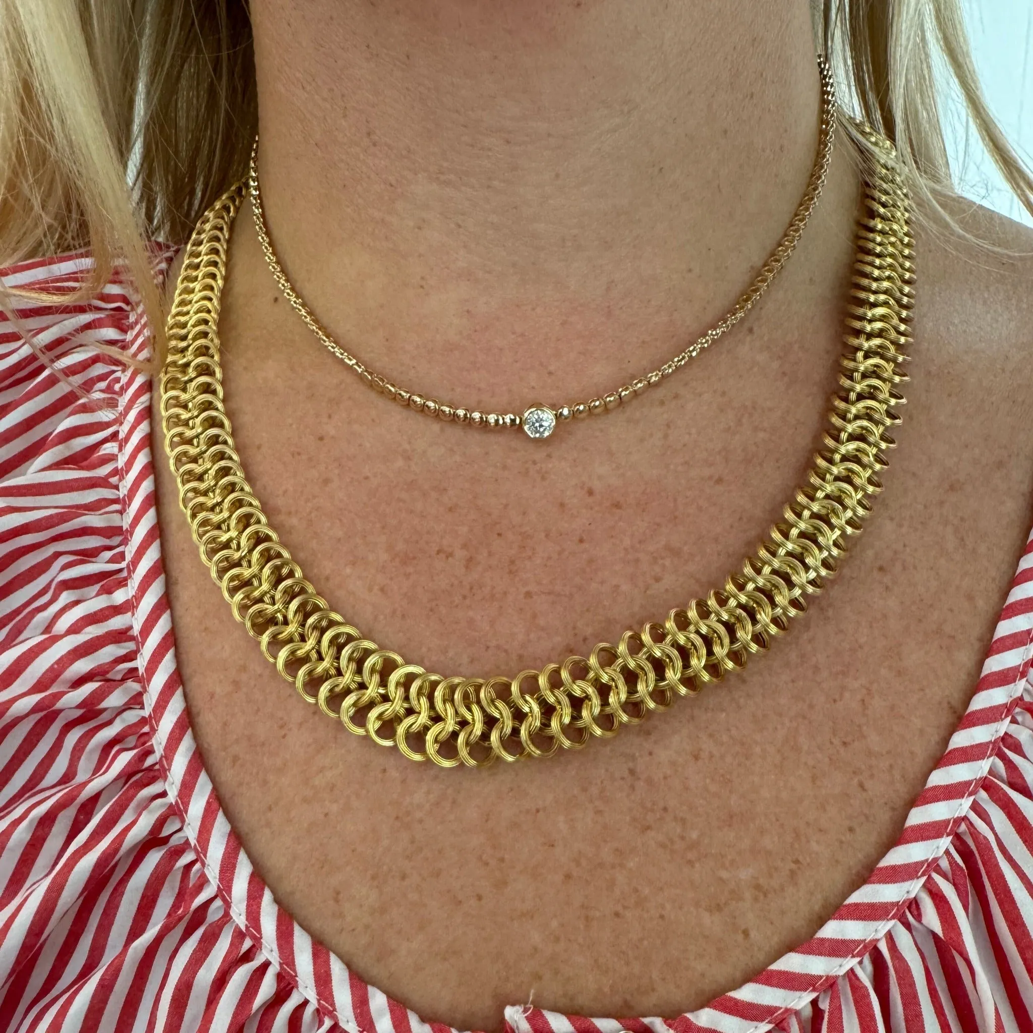 Victorian 14K Gold Triple Circle Link Chain Necklace Croghans