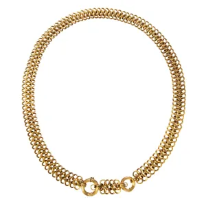 Victorian 14K Gold Triple Circle Link Chain Necklace Croghans