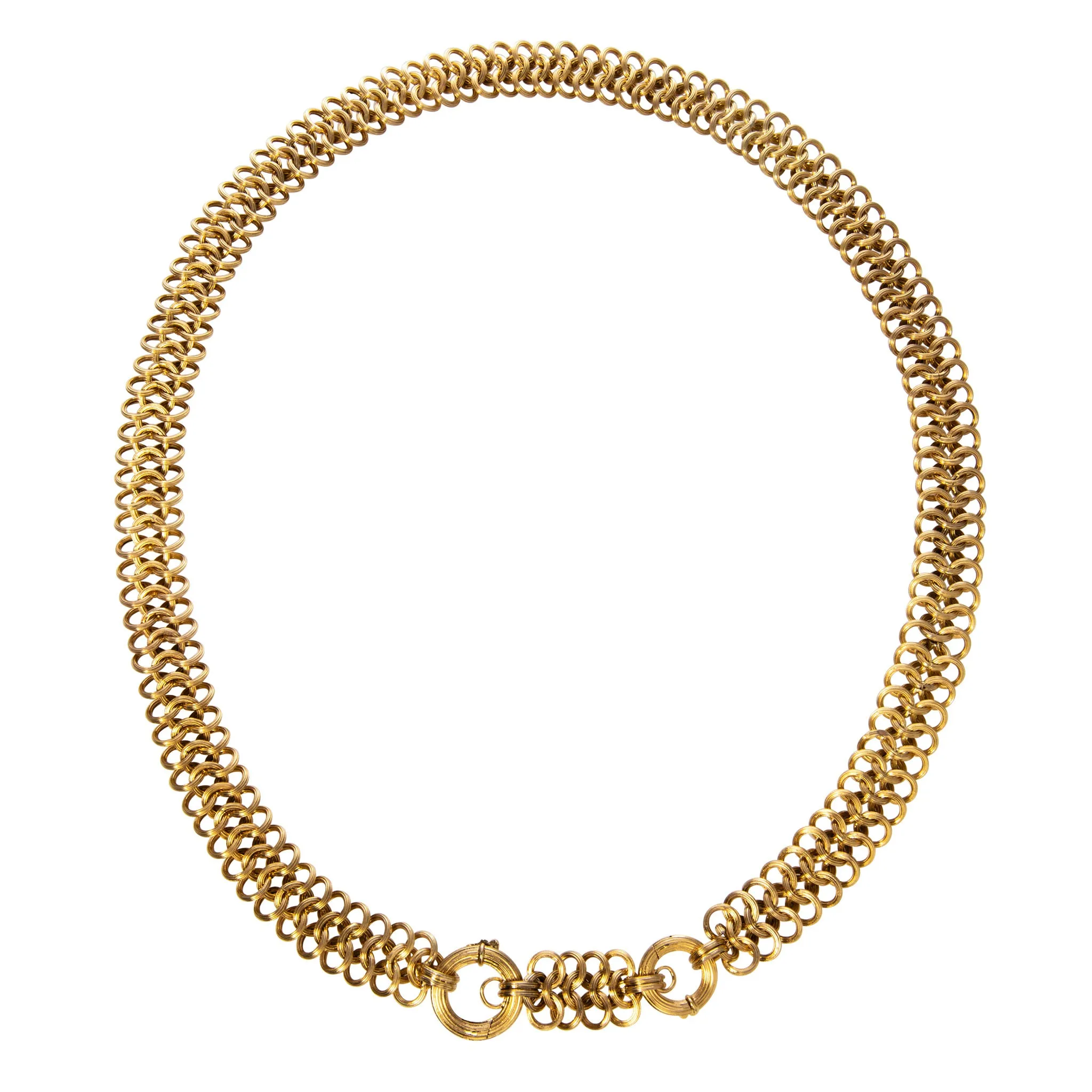 Victorian 14K Gold Triple Circle Link Chain Necklace Croghans