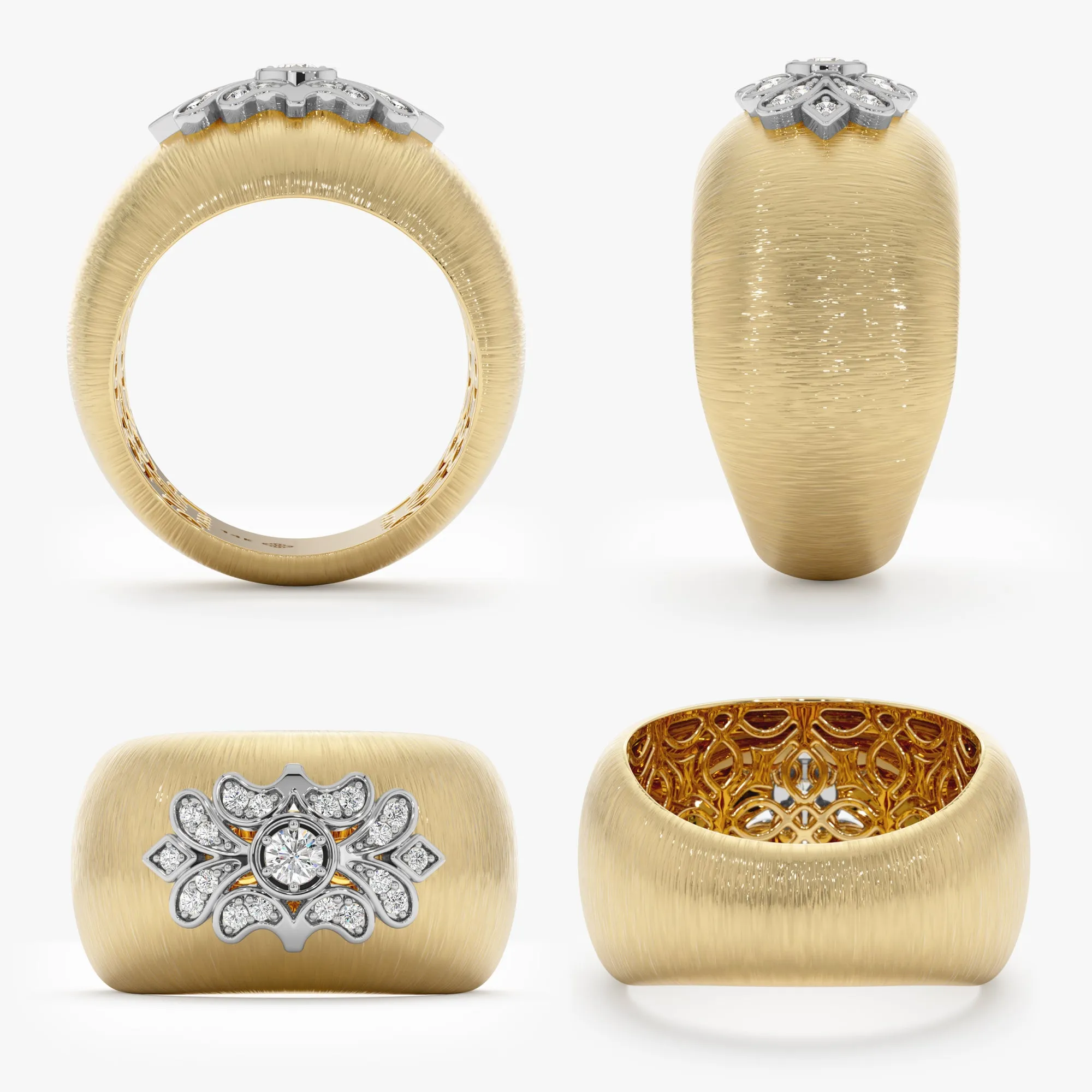 Vintage Floral Diamond Dome Ring, Theodora SARAHELISE