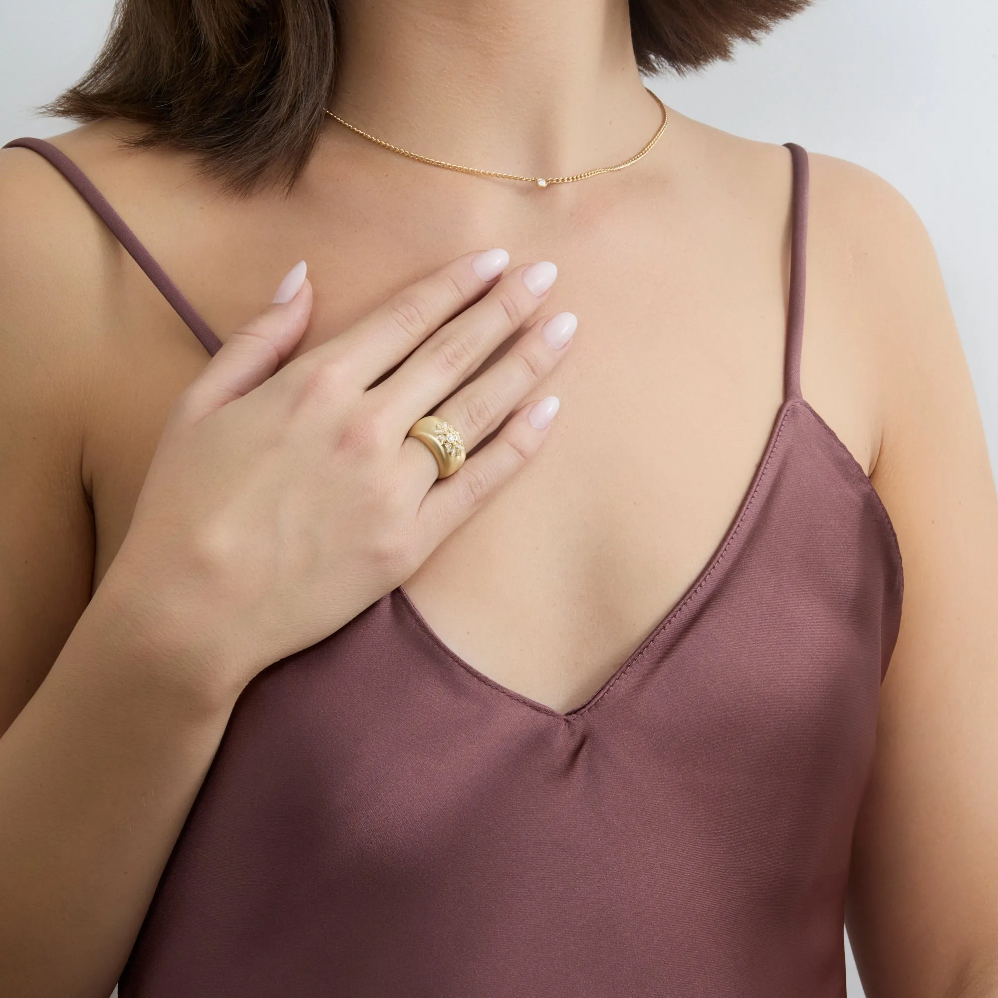 Vintage Floral Diamond Dome Ring, Theodora SARAHELISE