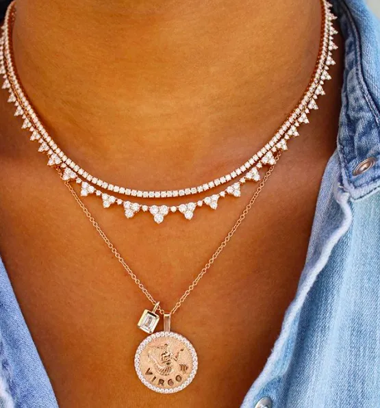 VIRGO ZODIAC COIN PENDANT WITH DIAMOND FRAME Anita Ko